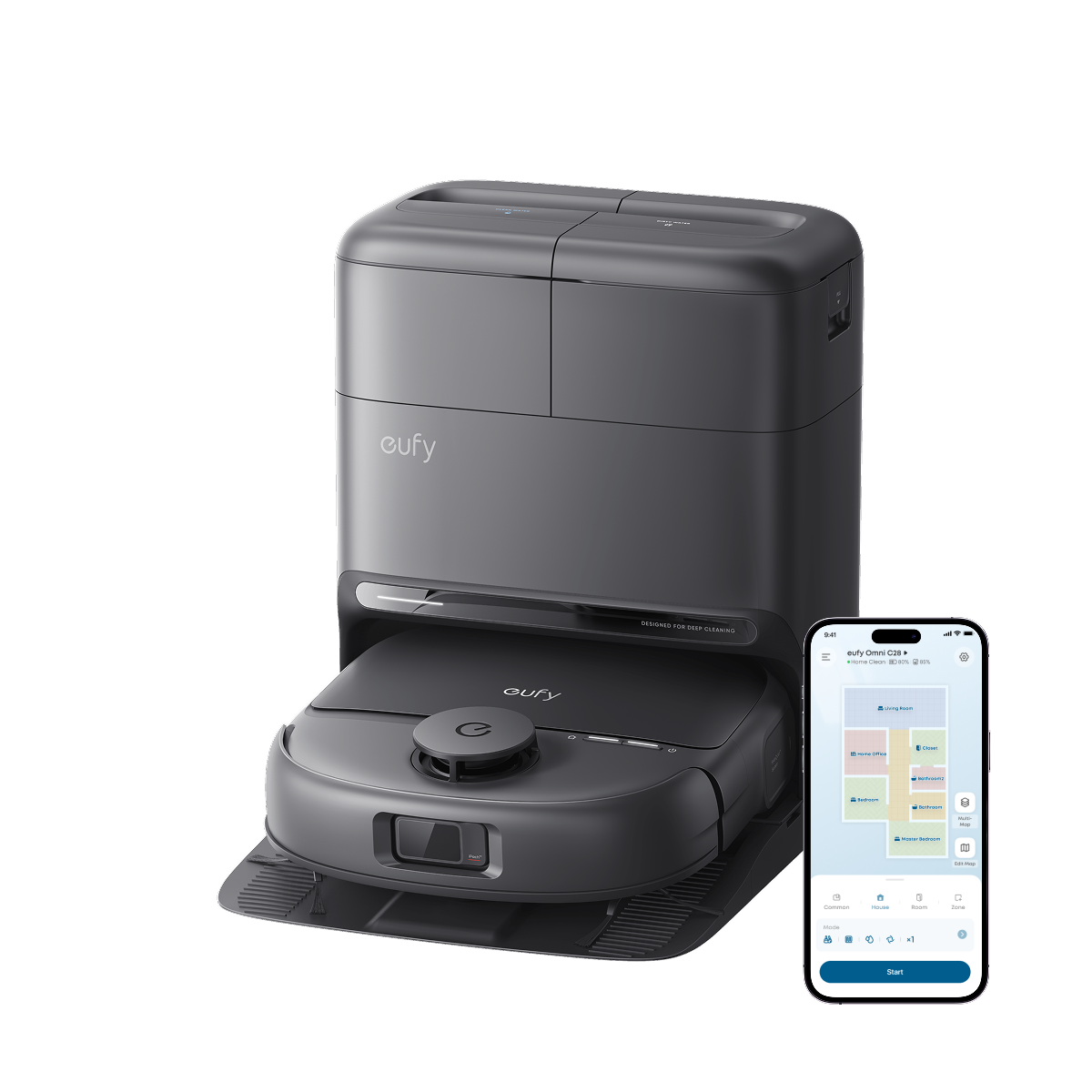 Robot All-in-One Anker "eufy Omni C28", 15.000 Pa, aspirare uscata si umeda, Wi-Fi, multi-suprafete, volum rezervor 2.2L, negru, "T211A310" (timbru verde 10 lei) - 0194644270452 - imagine 2