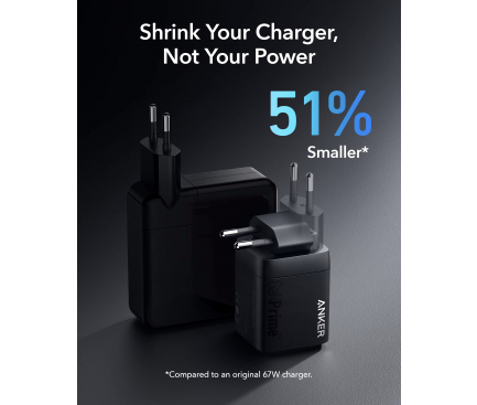 Incarcator retea Anker, Prime, 67W, PowerIQ 3.0, 2 x USB-C, 1 x USB-A, gri, "A2669313" (timbru verde 0.18 lei) - 194644187576 - imagine 4