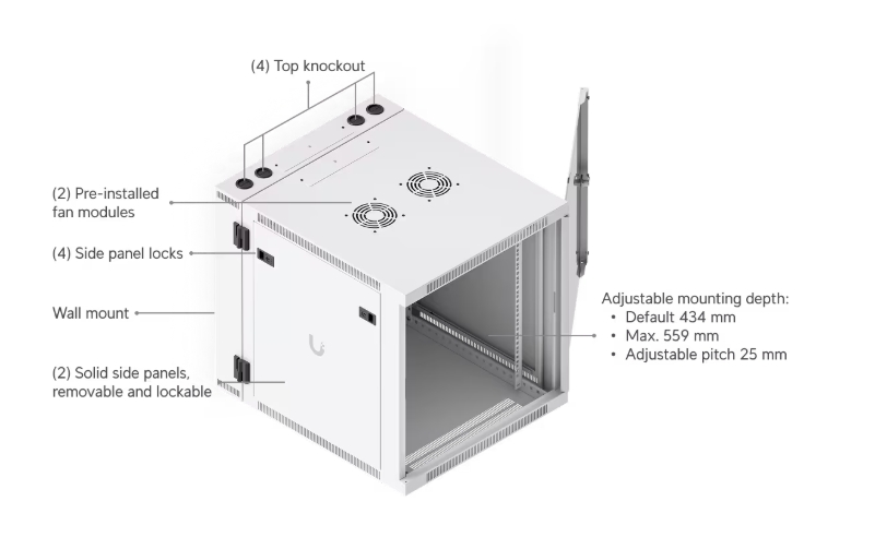 Ubiquiti UniFi 12U Rack Cabinet Swing - Glass Front Door (UACC-Rack-12U-Wall-SW-G) - imagine 18